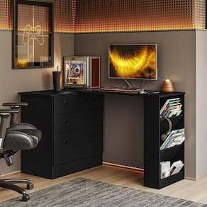 Cômoda Com Mesa Giratória Gamer Dritex preto