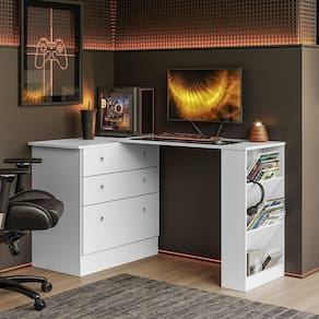 Cômoda Com Mesa Giratória Gamer Dritex branco