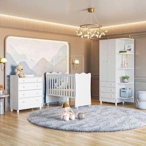 Jogo De Quarto Infantil Gr E Cômoda 2523 E Berço Doce Sonho branco