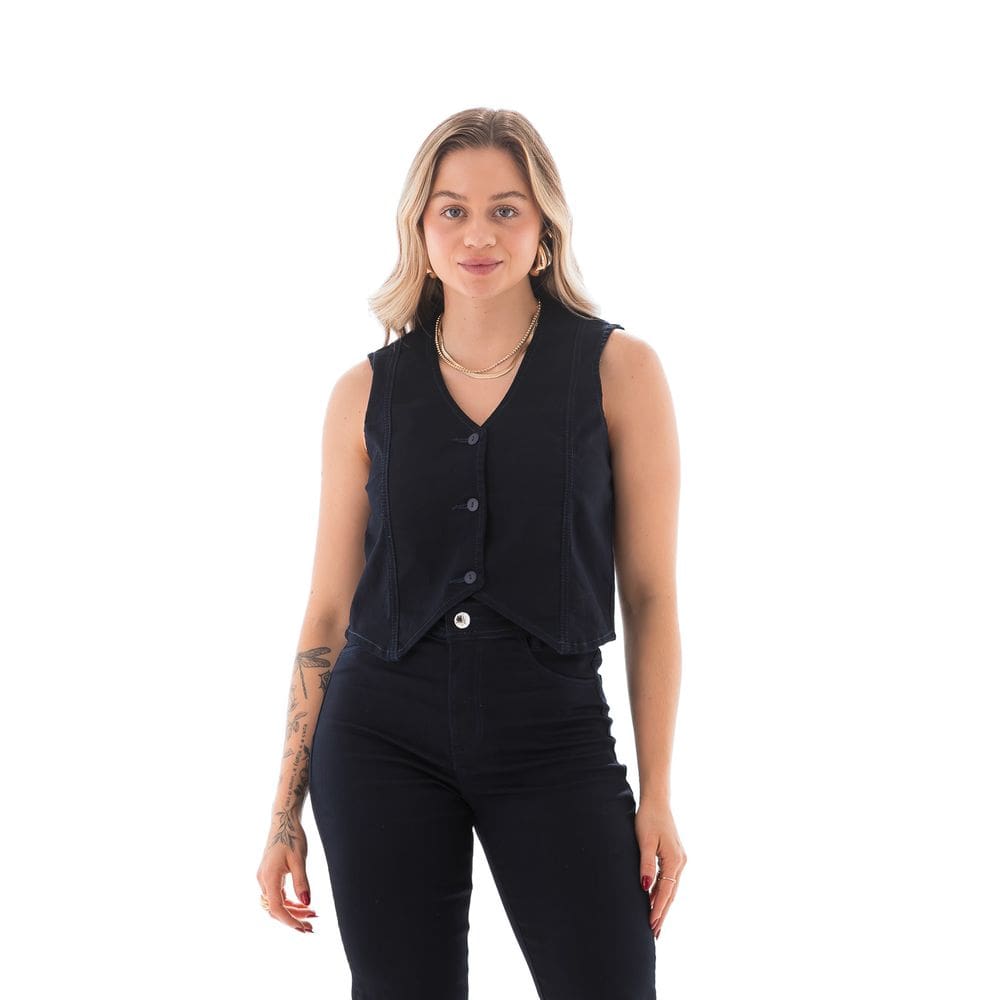 Colete Jeans Feminino Arauto Comfy Blue Essence