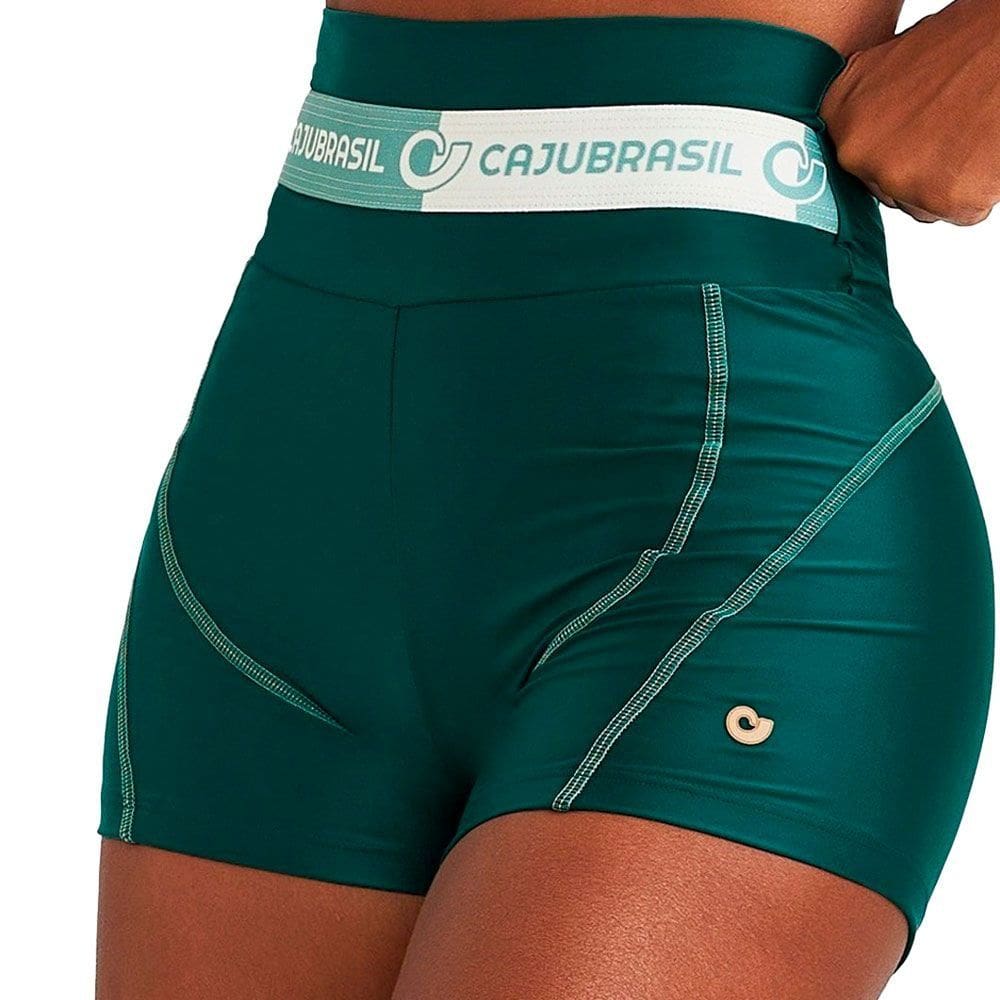 Mini Short Caju Barsil Atletika Com Elastico Verde Feminino