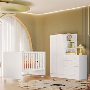 Jogo De Quarto Infantil Gr E Cômoda E Berço 3540 Doce Sonho branco-branco