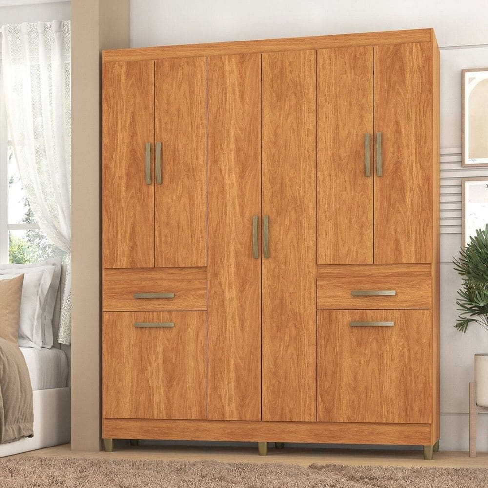 Guarda Roupa Casal Aveiro 8 Portas 2 Gavetas Cinamomo