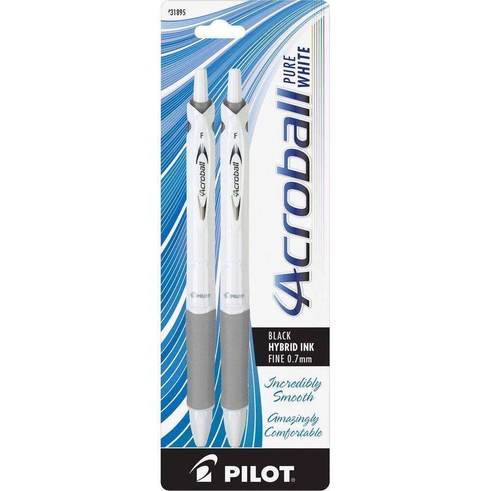 Canetas esferográficas PILOT Acroball PureWhite Black Ink, pacote com 2
