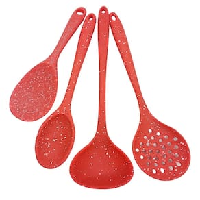 Utensílios De Cozinha Em Silicone Texturizado Para Servir Vermelho 4pçs