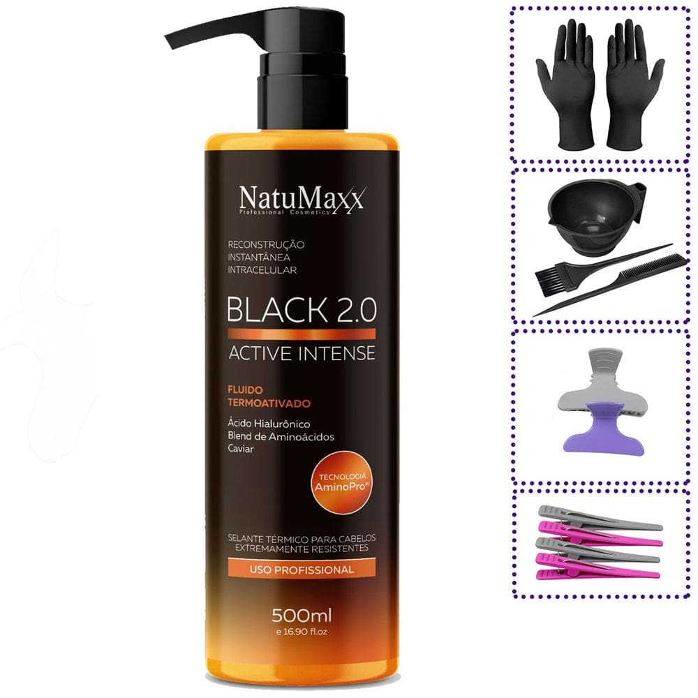 Escova Progressiva Black 2.0 Active Intense 500ml + Brindes
