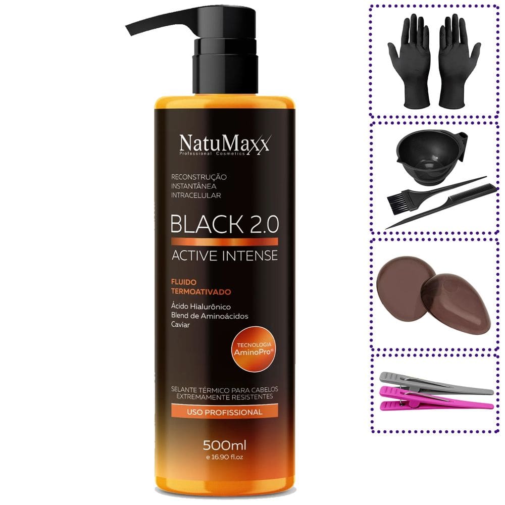 Escova Progressiva Black 2.0 Active Intense 500ml + Brindes