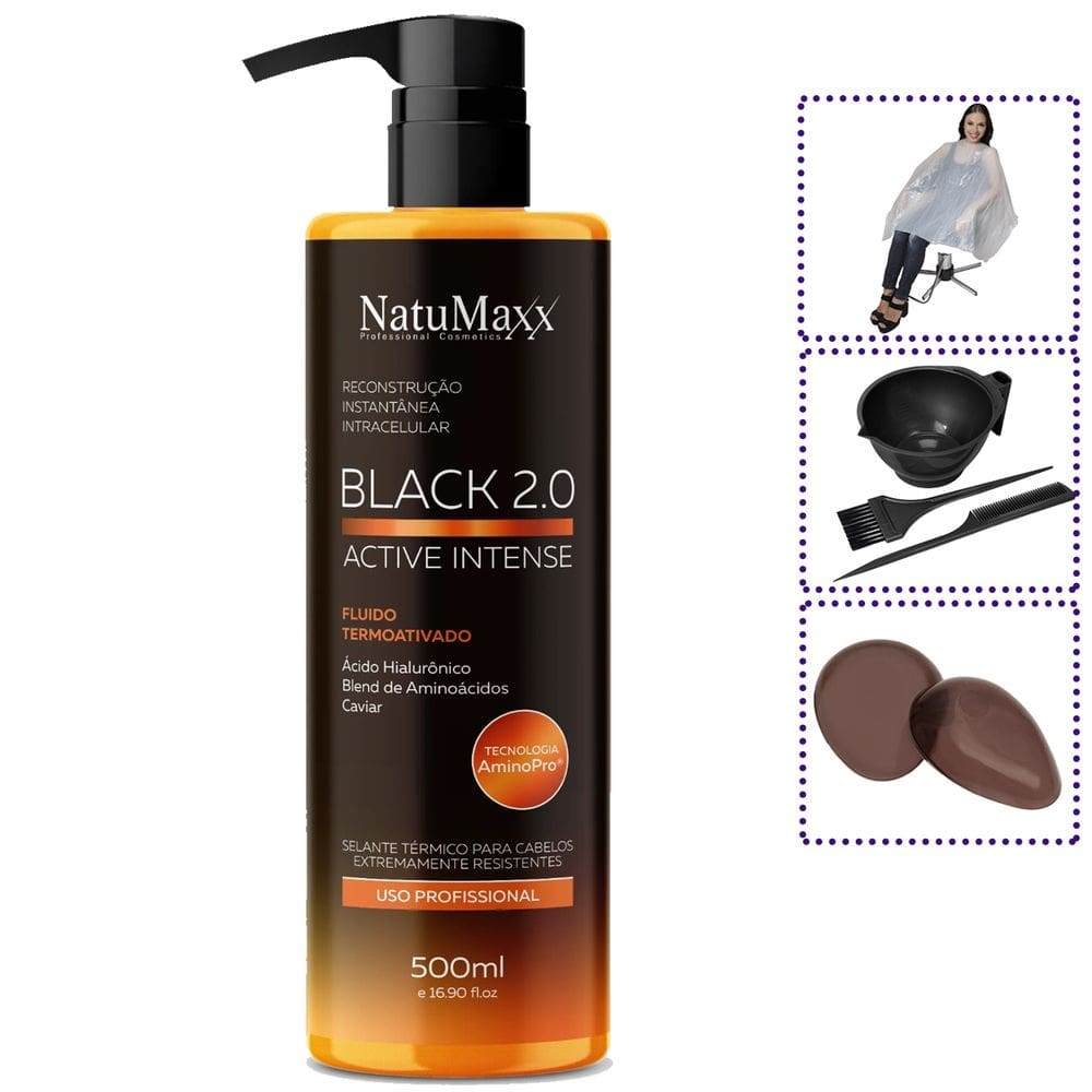 Escova Progressiva Black 2.0 Active Intense 500ml + Brindes