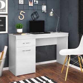 Escrivaninha Com 1 Porta 1 Gaveta Vitória Branco Branco