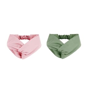 Faixa de Cabelo Turbante Bandana Rosa Verde Chef Cozinha Spa 2un