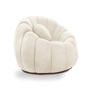 Poltrona Decorativa Orgânica Giratória Cloud Bouclê Bege E03 - D`Rossi