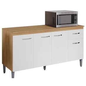 Balcão de Cozinha Gabriela com Tampo 150cm Amêndoa Branco - AJL