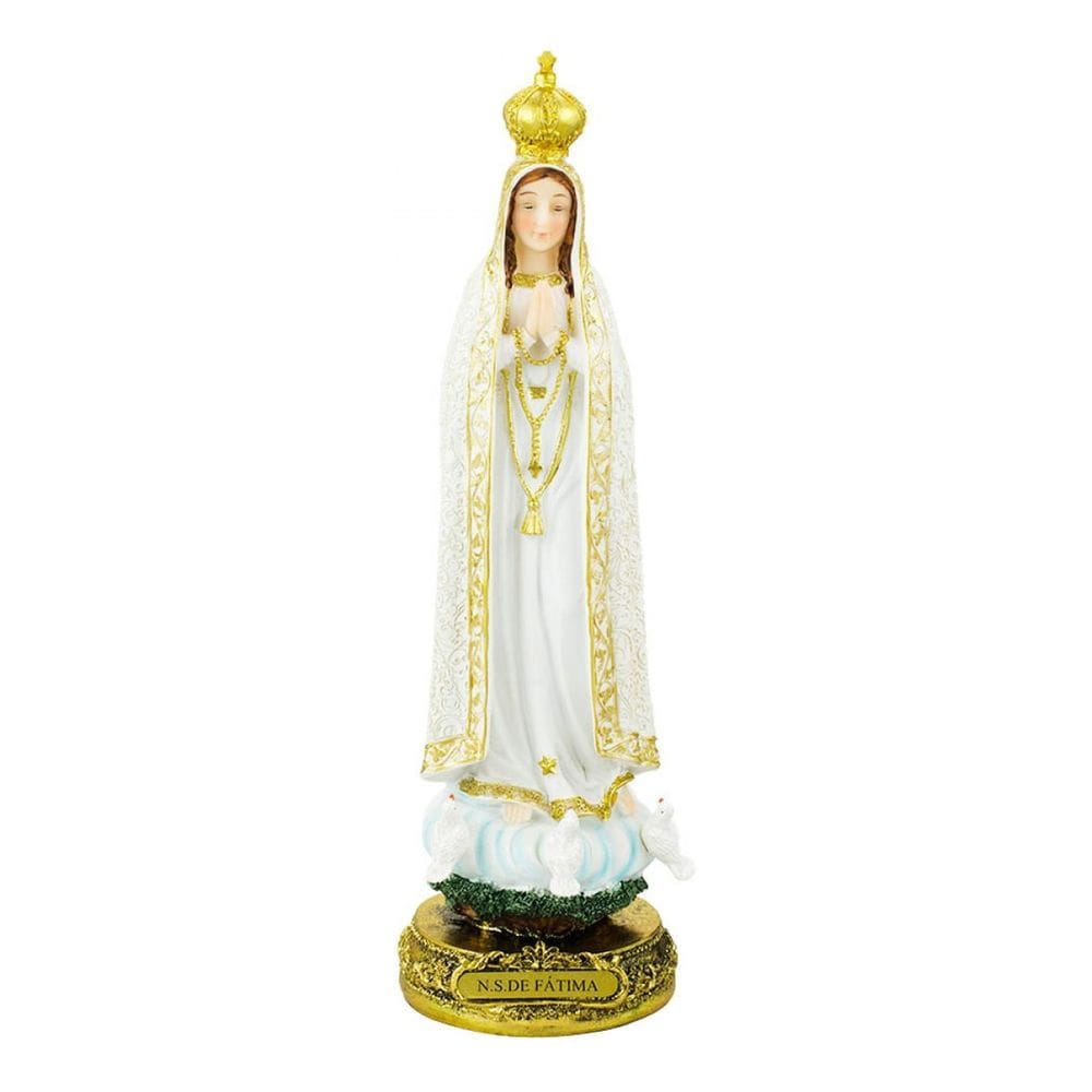 Imagem Enfeite Estátua Resina Nossa Senhora De Fátima 31cm