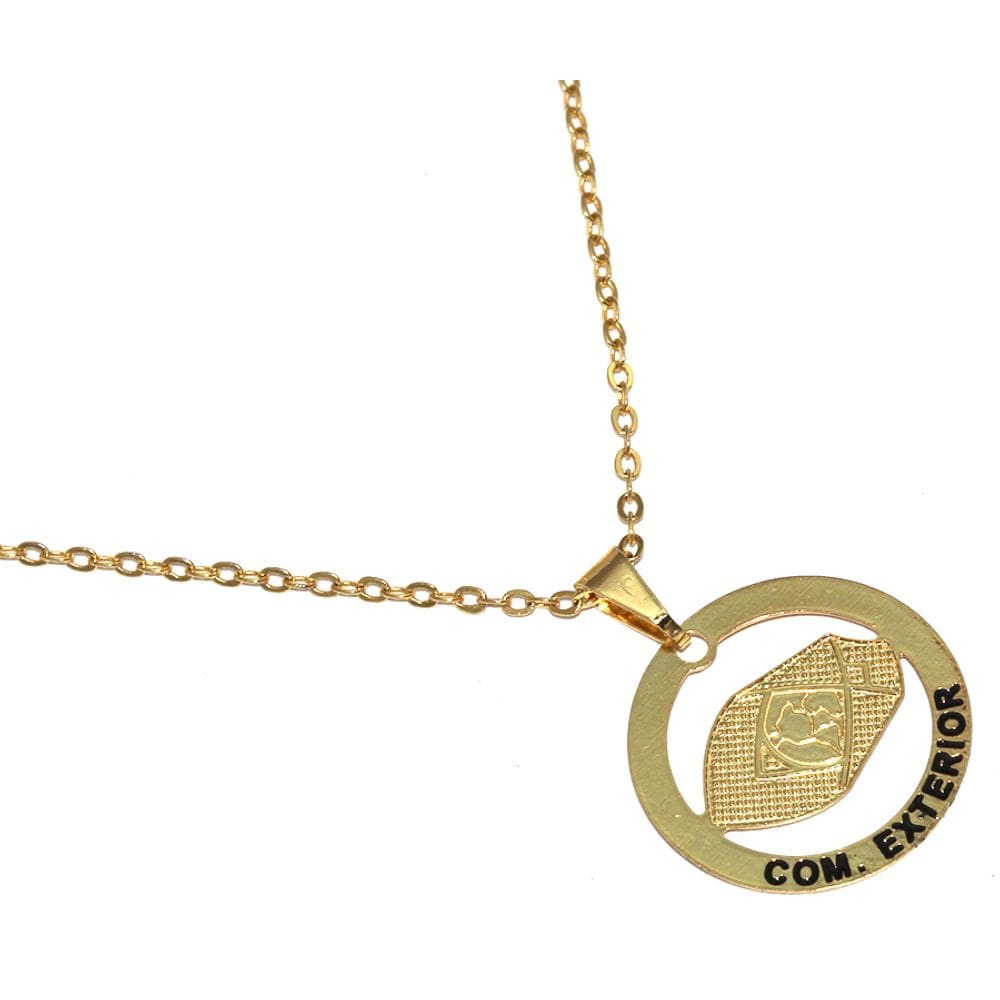 Colar Minha Profissão Comércio Exterior Folheado Ouro 18k