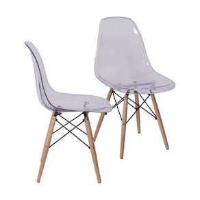 Kit 2 Cadeiras Eames Base de Madeira Incolor