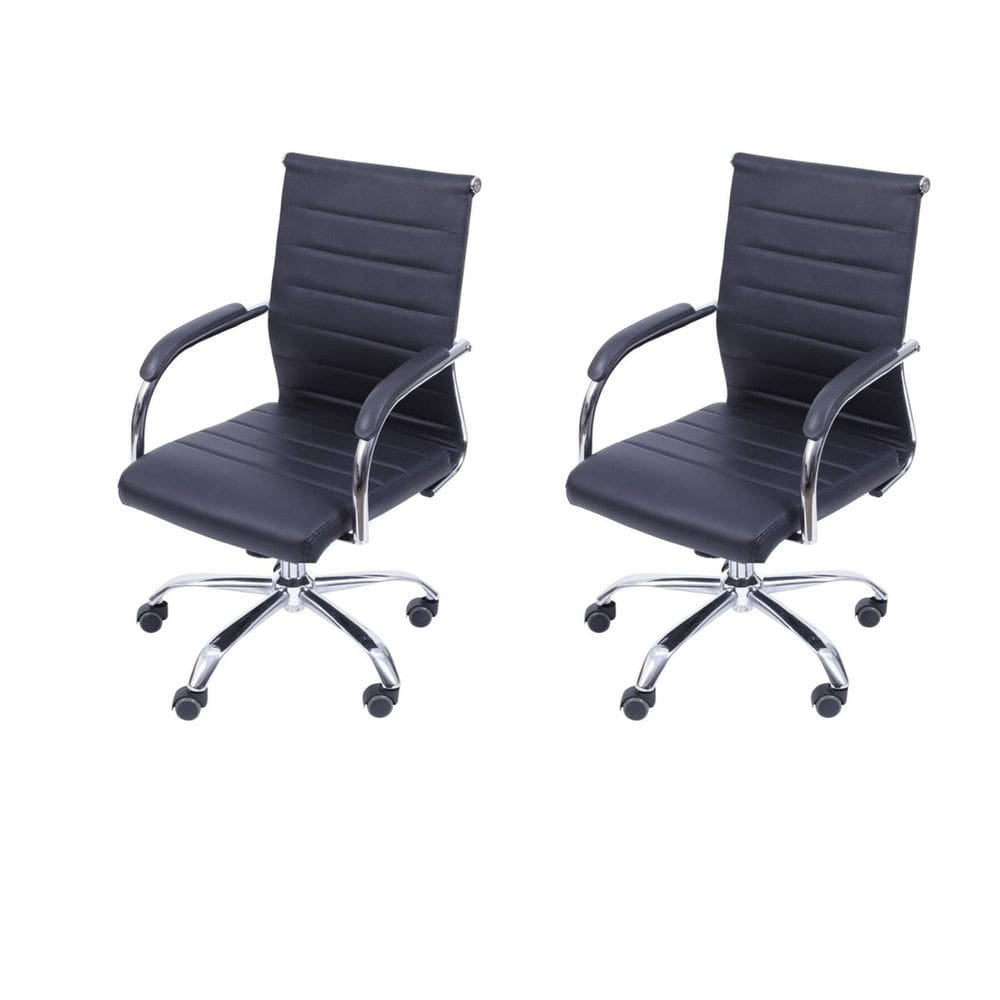 Kit 2 Cadeiras para Escritórios Diretor Esteirinha Florença Preto