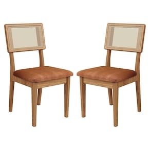 Kit 2 Cadeiras com Assento Estofado Encosto em Tela 100%MDF Freijó Veronese Dalla Costa