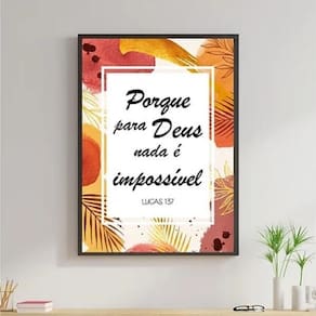 Quadro Porque Para Deus Nada É Impossível 45X34Cm - Preta