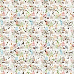 Papel Parede Gaiolas E Pássaros Coloridos Decorativo Adesivo