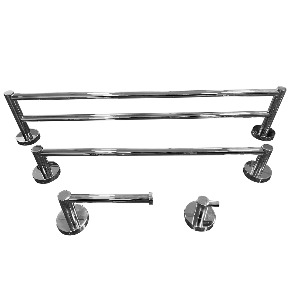 Kit Papeleira Cabide Toalheiro Duplo 60Cm Toalheiro 45Cm