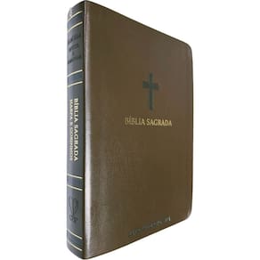 Bíblia Sagrada ARC Full Color Capa PU Luxo Cruz Marrom PDA PJV PED MC Harpa Avivada e Corinhos Letra Hipergigante CPP