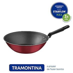 Frigideira Wok Alta em Alumínio com Revestimento Antiaderente Loreto Vermelho 28cm - Tramontina