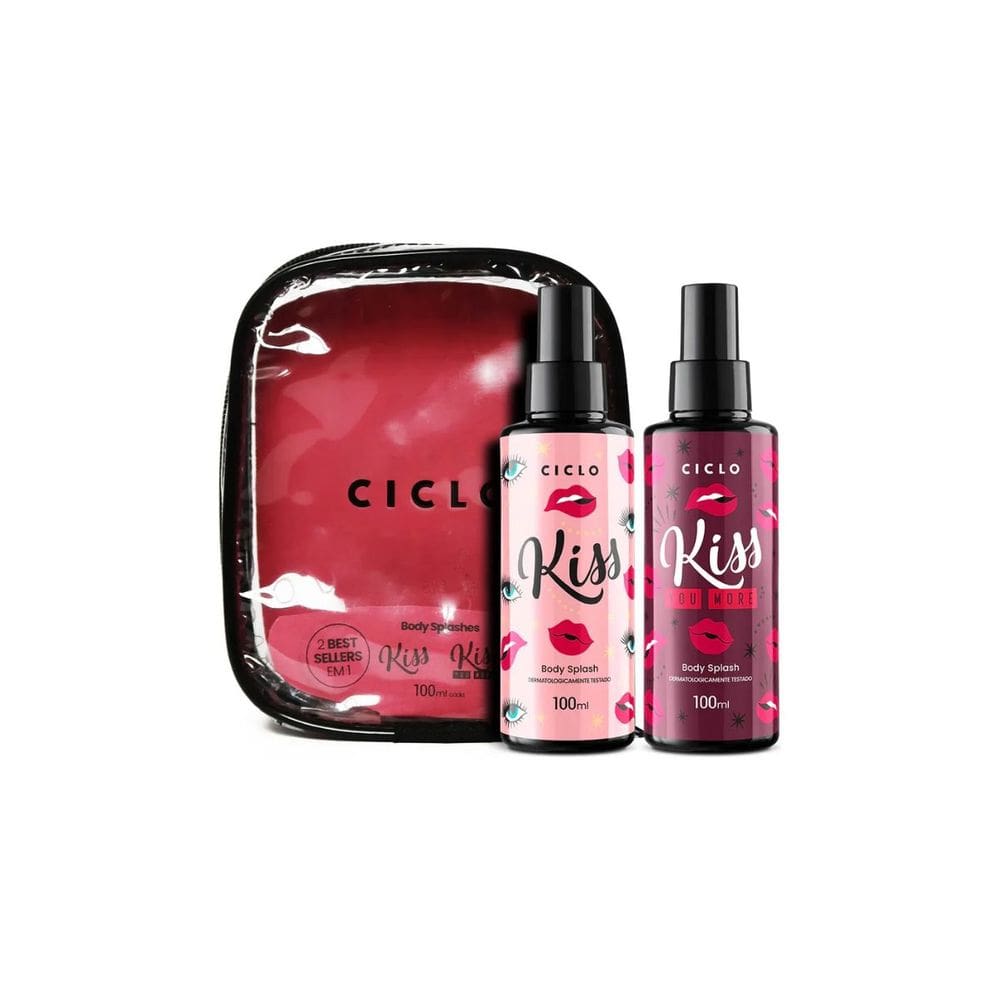 Kit Ciclo Kiss Body Splash 100Ml + Kiss You More Body Splash 100Ml + Estojo