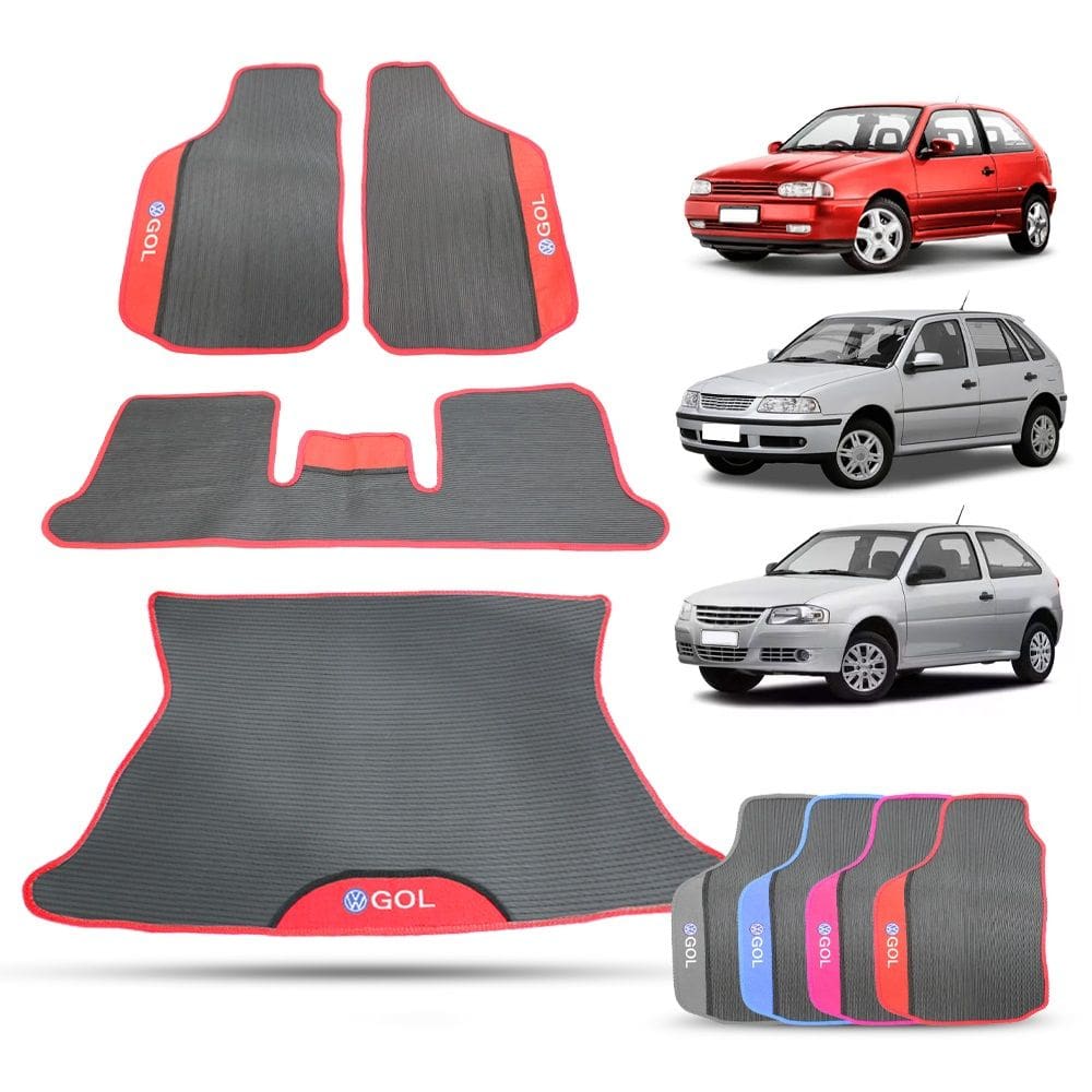 Tapete Gol G2 G3 G4 1995 a 2014 Borracha Personalizado com Porta Malas Antiderrapante e Impermeável Jogo Completo
