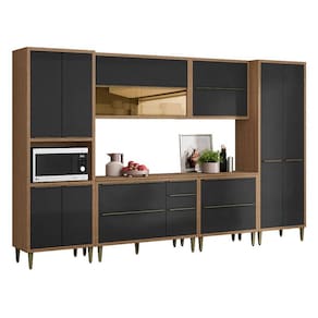Cozinha Modulada Paola Composição 5 Carvalho Dakar Grafite - Aramóveis