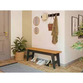 Banco Aurora Retangular Cinza Escuro e Nature 130cm