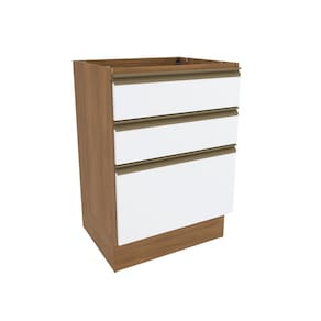 Balcão 3 Gavetas Kappesberg Celeste 100% MDF Nogueira/Branco 60cm