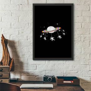 Quadro Astronautas Lgbt 45x34cm Madeira Preta
