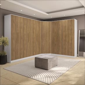 Quarto Modulado Kappesberg Adapt Branco/Nogueira 12 Portas 342cm x 263cm