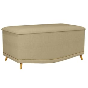 Calçadeira Baú Solteiro 90cm Com Tachas Imperial J02 Linho Areia - Mpozenato