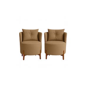 Kit 2 Poltronas Orgânica Curva Luna Veludo Cappuccino - Montanaris Decor