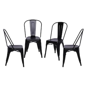 Kit 4 Cadeiras para Sala de Jantar Retrô em Aço Preto