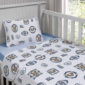Jogo De Cama Tecebem Malha Mini Cama(montessoriana)guilherme 3 Peças Azul