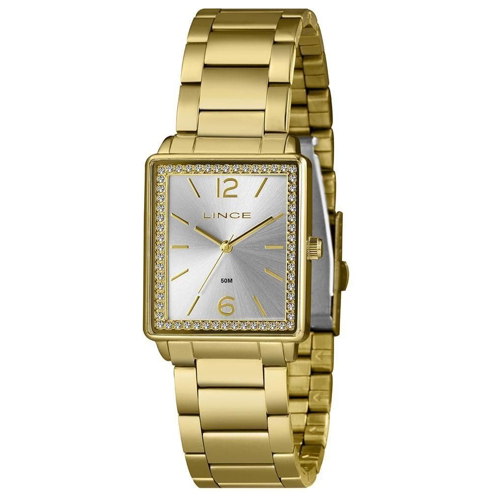 Relógio Lince Feminino Quadrado Dourado Lqg4737l28 S2kx