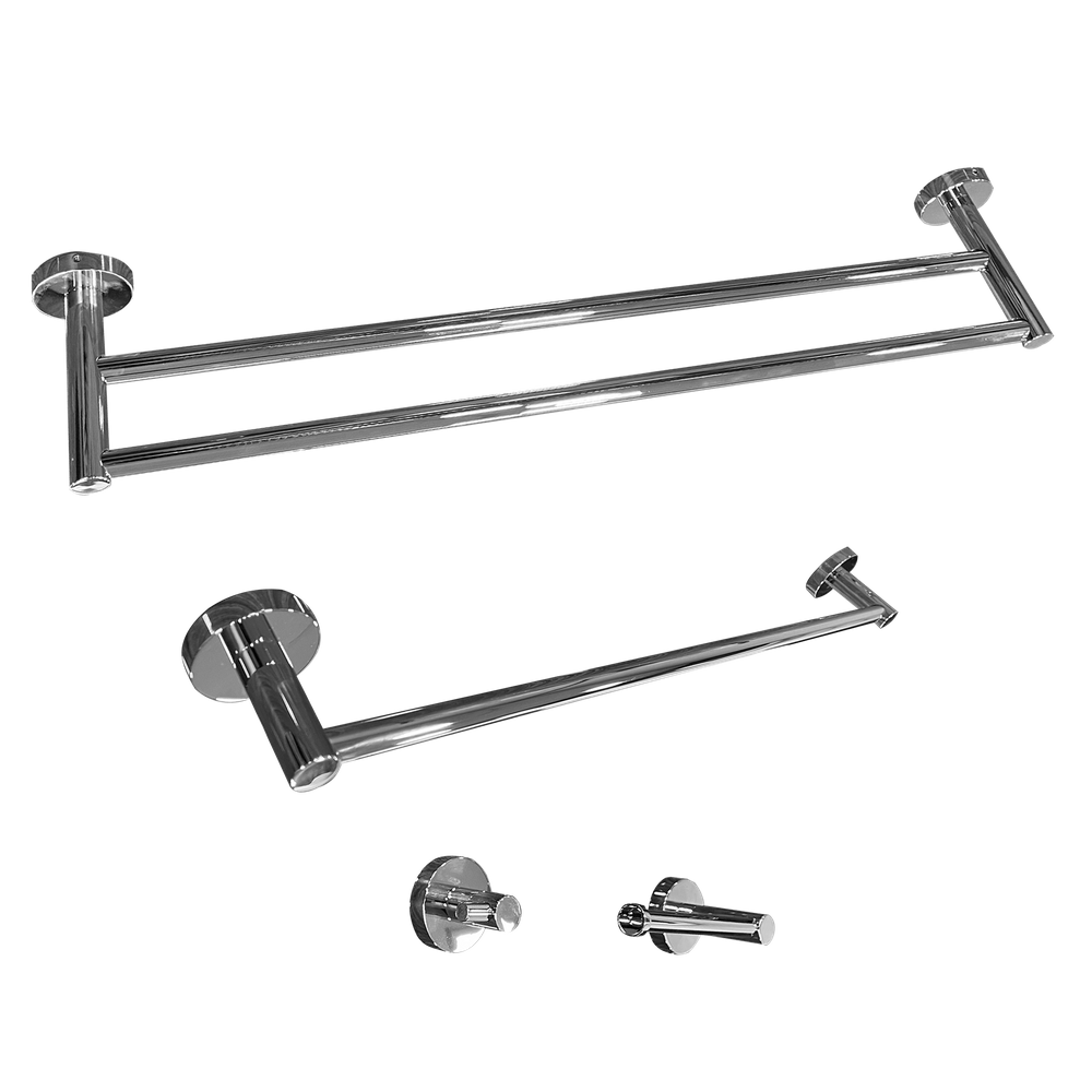 Kit Papeleira Cabide Toalheiro Duplo 60Cm Toalheiro 60Cm