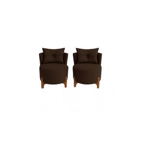 Kit 2 Poltronas Orgânica Curva Luna Veludo Marrom - Montanaris Decor