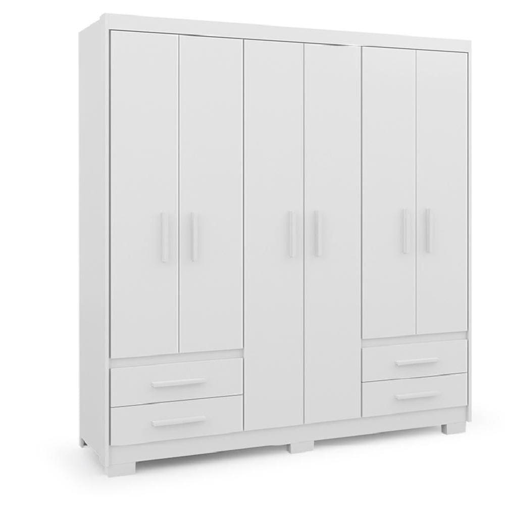 Guarda Roupas Casal 6 Portas 4 Gavetas Primacy Branco Batrol Branco