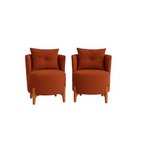 Kit 2 Poltronas Orgânica Curva Luna Veludo Terracota - Montanaris Decor
