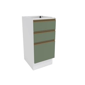 Balcão 3 Gavetas Kappesberg Celeste 100% MDF Branco/Verde Oliva 40cm