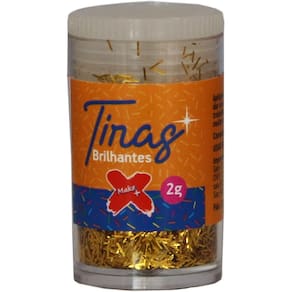 Glitter Poliester Tiras Gliter Ouro Pote Com 2G