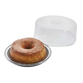 Prato Para Pudim Bolo em Aço Inox com Tampa Transparente Neo