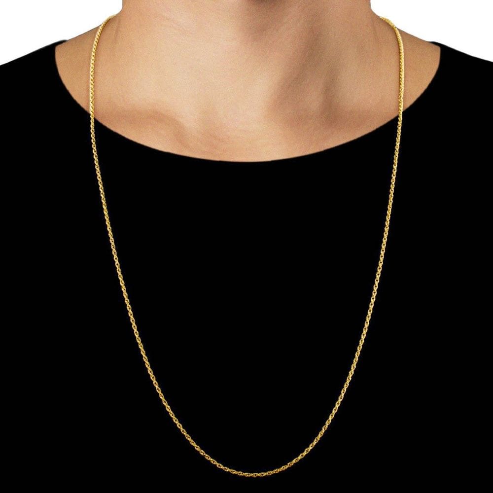 Corrente Cordão Baiano 2Mm 70Cm Banhado A Ouro 18K