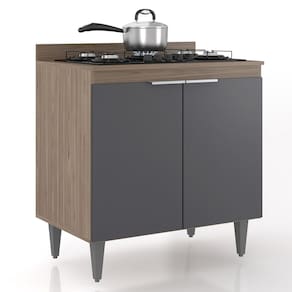 Balcão de Cozinha Para Cooktop 80cm Pérola Z34 Freijó/Grafite - Mpozenato
