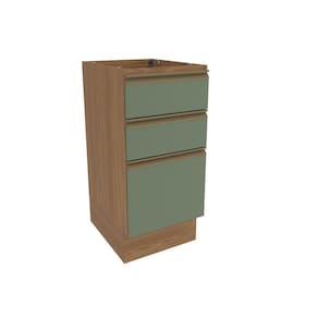 Balcão 3 Gavetas Kappesberg Celeste 100% MDF Nogueira/Verde Oliva 40cm