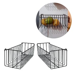 Kit 2 Cesto Fruteira de Parede 25x11cm Aramado para Cozinha Banheiro Lavanderia Organização Multiuso N2