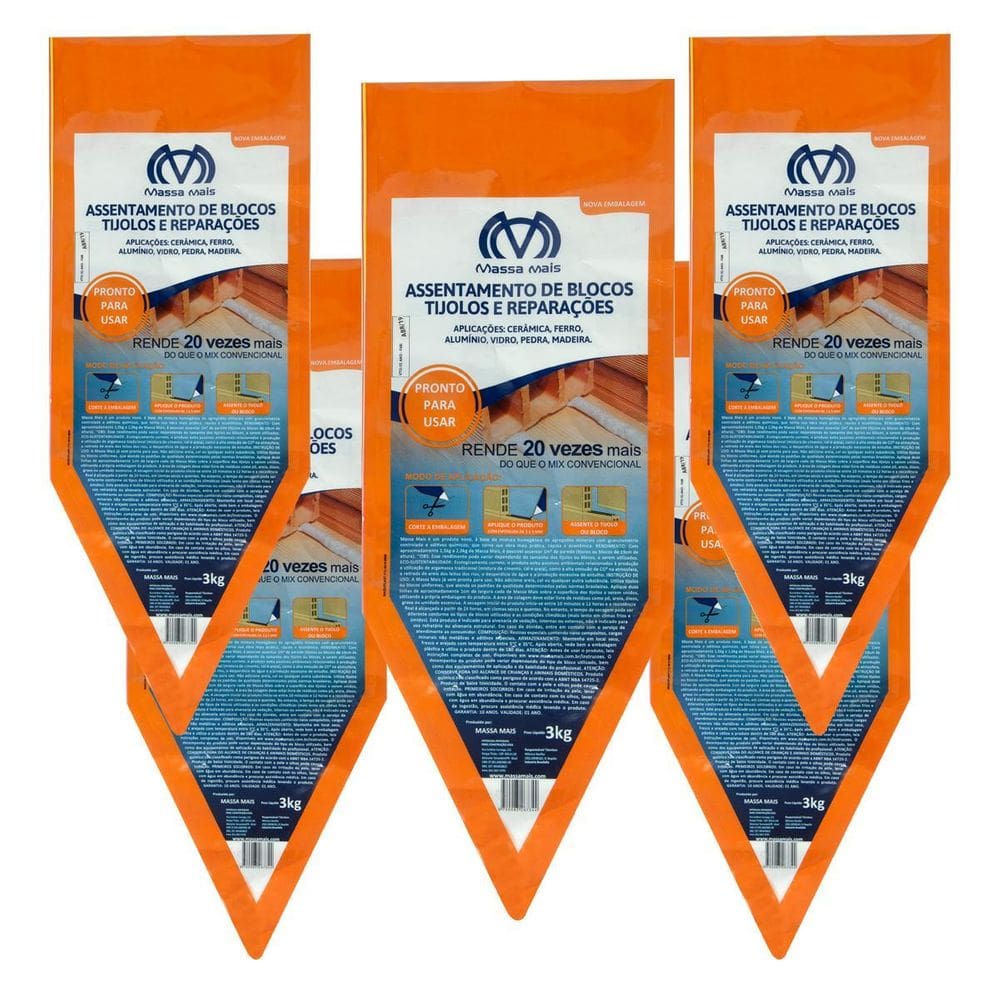 Kit 5 Packs Argamassa Polimérica Cola Blocos E Tijolos 3Kg